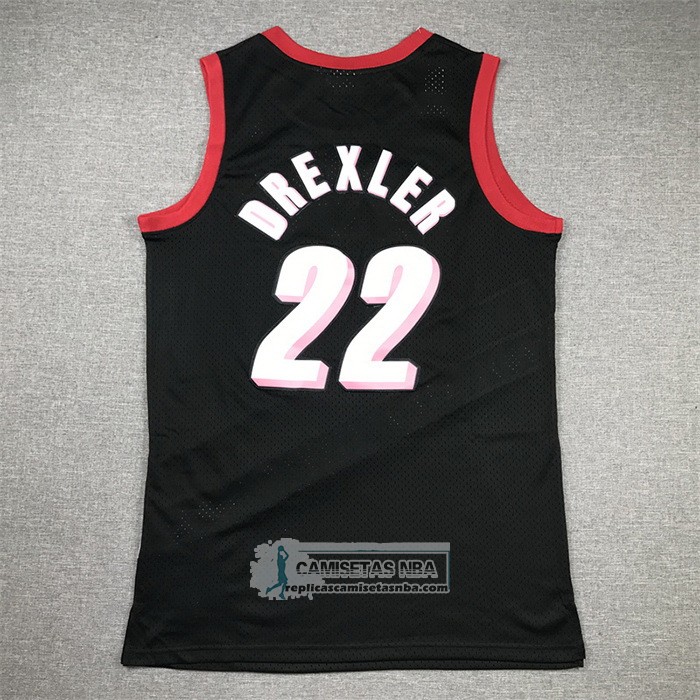 Camiseta Portland Trail Blazers Clyde Drexler NO 22 Mitchell & Ness 1991-92 Negro